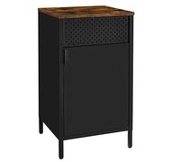 SONGMICS Armario de Almacenamiento, Aparador de Metal, Doble Puerta Magnética, Estante Ajustable, Marco de Acero, 40 x 42,5 x 76 cm, Marrón Rústico y Negro LSC101B01