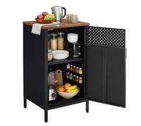 SONGMICS Armario de Almacenamiento, Aparador de Metal, Marco de Acero | 1 Puerta Magnética, 40 x 42,5 x 76 cm, Marrón Rústico y Negro Tinta, Colección BRAVON LSC101B01