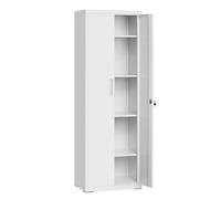 SONGMICS Armario de Garaje de 5 Estantes con 2 Puertas, Armario de Oficina, 40 x 60 x 180 cm, 1 Cerradura, Estantes Ajustables, Gabinete de Metal, Gris Mate OMC014G01