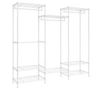 SONGMICS Armario de Ropa, Armario de Metal con Estantes Ajustables, Barras para Colgar y Ganchos, Duradero, Perchero Separable, Blanco Nube LGR431W01