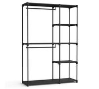 SONGMICS Armario de Ropa, Armario Plegable, Perchero con Barras, Armario de Almacenamiento Abierto, Organizador de Almacenamiento, Guardarropa, Dormitorio, 43 x 124 x 182 cm, Negro/Topo Topo
