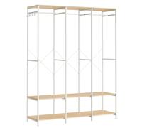 SONGMICS Armario de Ropa Portátil, Armario Plegable, Perchero, Organizador Armario, con Barras de Colgar, Estantes de Almacenamiento, Ganchos Extraíbles, 40 x 141 x 180 cm, Beige Natural