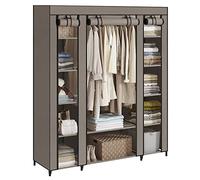 SONGMICS Armario de Tela, 12 Compartimentos, 150 x 45 x 175 cm | Armario Ropero con Cubierta de Tela no Tejida, Marco de Metal, Armario de Dormitorio, Marrón, Colección RYLAN LSF003R02