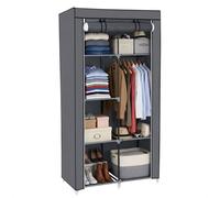 SONGMICS Armario de Tela, 6 Estantes, Marco de Metal, 88 x 45 x 168 cm | Armario de Ropa, con 1 Barra Colgante, Tela no Tejida, para Dormitorio, Pasillo, Gris Paloma, Colección RYLAN RYG84G