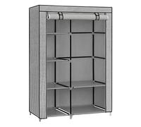 SONGMICS Armario de Tela, Armario de Ropa, con 1 Barra Colgante, 6 Estantes, Tela no Tejida, Marco de Metal, 45 x 105 x 168 cm, para Dormitorio, Pasillo, Gris con Diseño de Espiga RYG085G22