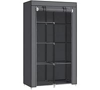 SONGMICS Armario de Tela, Armario de Ropa, con 1 Barra Colgante, 6 Estantes, Tela no Tejida, Marco de Metal, 45 x 88 x 168 cm, para Dormitorio, Pasillo, Gris RYG84G