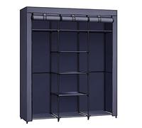 SONGMICS Armario de Tela, Armario Portátil con Barra Colgante, Perchero Plegable, para Vestuario, Dormitorio, Cuarto de Estudio, 45 x 150 x 175 cm, Azul Oscuro RYG012I02