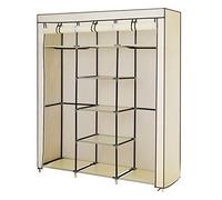 Songmics Armario de Tela, Armario Portátil con Barra Colgante, Perchero Plegable, para Vestuario, Dormitorio, Cuarto de Estudio, 150 x 45 x 175 cm, Beige RYG12M