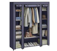 SONGMICS Armario de Tela, Armario Ropero con Cubierta de Tela no Tejida, 45 x 150 x 175 cm, 12 Compartimentos, Marco de Metal, Armario de Dormitorio, Azul Oscuro LSF003I02