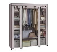 SONGMICS Armario de Tela, Armario Ropero con Cubierta de Tela no Tejida, 45 x 150 x 175 cm, 12 Compartimentos, Marco de Metal, Armario de Dormitorio, Rosa Empolvado LSF003P02