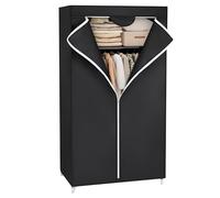 SONGMICS Armario de Tela Plegable, Barra de suspensión, 75 x 45 x 160 cm | Vestidor Individual, Organizador para Juguetes, Zapatos, Bolsos, Sala, Dormitorio, Vestuario, Negro, Colección RYLAN RYG83H