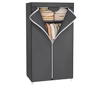 SONGMICS Armario de Tela Plegable, Barra de suspensión, 75 x 45 x 160 cm | Vestidor Individual, Organizador para Juguetes, Zapatos, Bolsos, Sala, Dormitorio, Vestuario, Gris, Colección RYLAN RYG83GY
