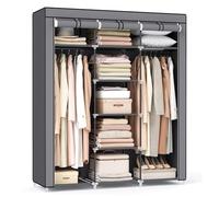 SONGMICS Armario de Tela Portátil con Barra Colgante, 150 x 45 x 175 cm | Perchero Plegable, para Vestuario, Dormitorio, Cuarto de Estudio, Gris, Colección RYLAN RYG12G
