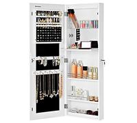 SONGMICS Armario Joyero, con Espejo y Cerradura, Montado a Puerta o Pared | Organizador sin Marco de Longitud Completa con Almacenamiento, Idea de Regalo, Blanco, Colección Berit JBC63WV1