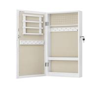 Armario Joyero de Pared Superficie Blanca y Forro Greige