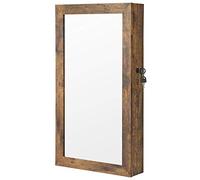 SONGMICS Armario Joyero de Pared, Armario de Joyas con Espejo, Organizador de Joyas para Ahorrar Espacio, Regalos Navidad Mujer, Superficie Marrón Rústico y Forro Negro JJC051K01