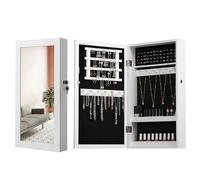 SONGMICS Armario Joyero de Pared, con Espejo | Organizador de Joyas para Ahorrar Espacio, Superficie Blanca y Forro Negro, Colección BERIT, JJC51WT
