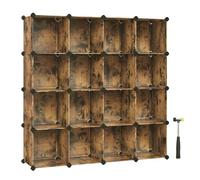 SONGMICS Armario Modular, 16 Cubos, Zapatero Modular, 123 x 31 x 123 cm | Cubos Apilables, Estante de Plástico PP, Divisor, para Dormitorio, Oficina, Burdeos y Negro, Colección DAMION LPC442A01