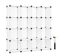 SONGMICS Armario Modular, 16 Cubos, Zapatero Modular, 31 x 123 x 123 cm | Cubos Apilables, Estante de Plástico PP, Divisor, para Dormitorio, Oficina, Blanco, Colección DAMION LPC44L