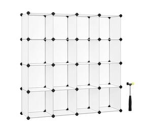 SONGMICS Armario modular zapatero estantería organizador plástico，Blanco LPC44L