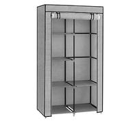 SONGMICS Armario para Ropa, Armario, 1 Barra de Ropa, 6 Niveles, Tela no Tejida, Marco metálico, 45 x 88 x 168 cm, para Dormitorio, Pasillo, vestidor, Gris con Motivos de Espiga RYG084G22