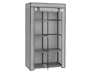 SONGMICS Armario para Ropa, Armario, 1 Barra de Ropa, 6 Niveles, Tela no Tejida, Marco metálico, 45 x 88 x 168 cm, para Dormitorio, Pasillo, vestidor, Gris con Motivos de Espiga RYG084G22