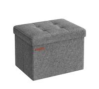 SONGMICS Banco de 41 cm con espacio de almacenamiento, baúl plegable, caja de almacenamiento, reposapiés, color gris oscuro LSF102G01
