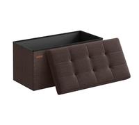 SONGMICS Banco otomano plegable de almacenamiento de 30 pulgadas, baúl de almacenamiento, taburete de reposapiés, banco de dormitorio con almacenamiento, color marrón ULSF047K02