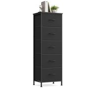 SONGMICS BELLAH Collection - Cómoda, Unidad de Almacenamiento, para Dormitorio, Armario, Pasillo, Salón, Acero, 5 Cajones, Moderno, Negro Tinta y Negro Ébano LGS315BH03