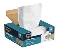 SONGMICS Bolsas de Basura, 20 L Bolsas de Basura con Cordones, 80 Piezas, Código L, Resistentes, Caja de Dispensación Rápida, Blanco Crema KRB021A02