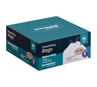 SONGMICS Bolsas de Basura, 50 L Bolsas de Basura con Cordones, 80 Piezas, Código K, Resistentes, Caja de Dispensación Rápida, Blanco Crema KRB051A02