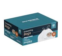 SONGMICS Bolsas de basura de 10 L con cordones, 80 unidades, código R, resistentes, caja de dispensación rápida, color blanco crema KRB011A02