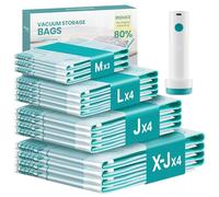 SONGMICS Bolsas de Vacío con Bomba Eléctrica Recargable y Portátil, Bolsas para Ropa, Sábanas, Armarios y Viajes, Compactas y Reutilizables, 15 Piezas, 3M/4L/4J/4X-J, Transparentes LVB204W101