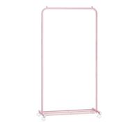 SONGMICS Burro para Ropa, Barra Simple con Ruedas | Marco de Metal, 35 kg Carga Máx., Anchura de 74 cm, Rosa Jalea, Colección PATAYE HSR130R01