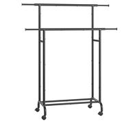 SONGMICS Burro para Ropa, Perchero de Doble Barra con Ruedas, Barra Colgante Extensible, 80 kg Carga Máx., Marco de Metal Robusto, Anchura de 83-120 cm, Negro Tinta Negro Tinta