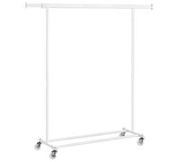 SONGMICS Burro Ropa con Ruedas, Perchero Burro Extensible con Carga Pesada, Capacidad de Carga Máx. de 90 kg, Fácil de Montar, Portátil, Blanco Clásico/Negro/Plata/Oro Pálido/Rosa Jalea/Gris Paloma Ro