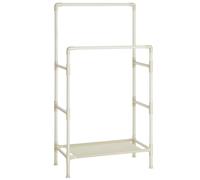 SONGMICS Burro Ropa, Perchero Burro de Metal con 2 Barras Colgantes, con un Estante de Almacenamiento, Capicidad de Carga 55 kg, Montaje Fácil, Blanco/Gris/Negro Negro