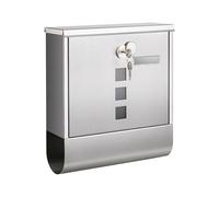 SONGMICS Buzón, Buzón de Correos, Cerradura con Cilindro de Cobre y Tapa Giratoria, Placa de Identificación, Porta-Periódicos, Fácil Montaje, 11 x 37 x 37 cm, Gris Paloma GMB120E01
