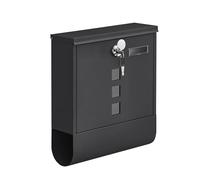 SONGMICS BuzÓn, BuzÓn de Correos, Cerradura con Cilindro de Cobre y Tapa Giratoria, Placa de IdentificaciÓn, Porta-PeriÓdicos, FÁcil Montaje, 10 x 30,8 x 33,8 cm, Negro GMB020B02