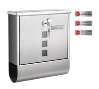 SONGMICS BuzÓn, BuzÓn de Correos, Cerradura con Cilindro de Cobre y Tapa Giratoria, Placa de IdentificaciÓn, Porta-PeriÓdicos, FÁcil Montaje, 10 x 30,8 x 33,8 cm, Plata GMB020S02