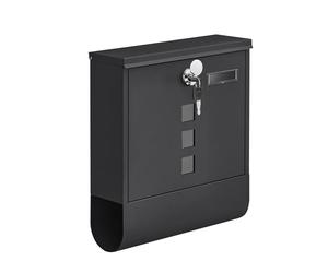 SONGMICS BuzÓn, BuzÓn de Correos, Cerradura con Cilindro de Cobre y Tapa Giratoria, Placa de IdentificaciÓn, Porta-PeriÓdicos, FÁcil Montaje, 10 x 30,8 x 33,8 cm, Negro GMB020B02