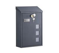 SONGMICS Buzón de correo, buzón de pared, cilindro de bloqueo de cobre con tapa giratoria, ventanas de visión, placa de identificación, fácil de instalar, 11,5 x 25,5 x 39,5 cm, gris antracita