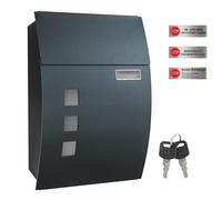 SONGMICS Buzón de Pared, con Ventanas de visualización, Ranura para Nombre, 2 Llaves, fácil de Instalar, Gris Antracita GMB030G02