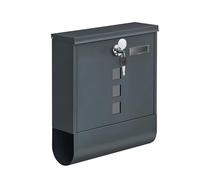 SONGMICS Buzón Exterior, con Porta-Periódicos, Acero Galvanizado | Buzones de Correos, 30,8 x 10 x 33,8 cm, con Ventanas de Visión, para Puerta, Gris antracita, Colección Poster, GMB20AG