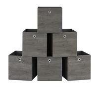 SONGMICS Caja Almacenaje, Juego de 6 Cajas de Almacenamiento con Asa, Caja Organizadora de Tela Oxford y Tela no Tejida, 33 x 33 x 33 cm, Ajustable, Plegable, Gris Nublado RFB133G01