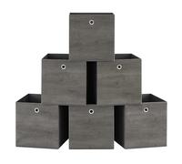 SONGMICS Caja Almacenaje, Juego de 6 Cajas de Almacenamiento con Asa, Caja Organizadora de Tela Oxford y Tela no Tejida, 33 x 33 x 33 cm, Ajustable, Plegable, Gris Nublado RFB133G01