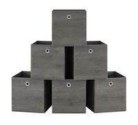 SONGMICS Caja Almacenaje, Juego de 6 Cajas de Almacenamiento con Asa, Caja Organizadora de Tela Oxford y Tela no Tejida, 30 x 30 x 30 cm, Ajustable, Plegable, Gris Nublado RFB102G01