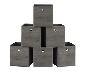 SONGMICS Caja Almacenaje, Juego de 6 Cajas de Almacenamiento con Asa, Caja Organizadora de Tela Oxford y Tela no Tejida, 26 x 26 x 28 cm, Ajustable, Plegable, Gris Nublado RFB126G01