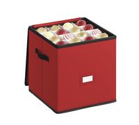 SONGMICS Caja Almacenaje para Bolas de Navidad y Decoraciones Navideñas, con Tapa y Doble Cremallera, 4 Bandejas, Tela Oxford 600D, 64 Compartimentos de 7,6 cm, Rojo Cereza RFB034R01