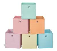 SONGMICS Caja de Almacenaje, Juego de 6, Plegables, 26 x 26 x 28 cm | Organizadores, Sin Olores, Tela, para Estantería Cúbica, para Dormitorio, Salón, Multicolor, Colección TINA RFB226X01